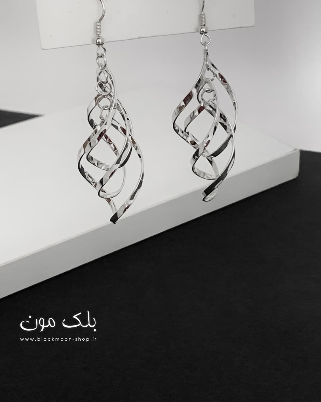 گوشواره آبکاری نقره مارپیچی — تصویر ۳
