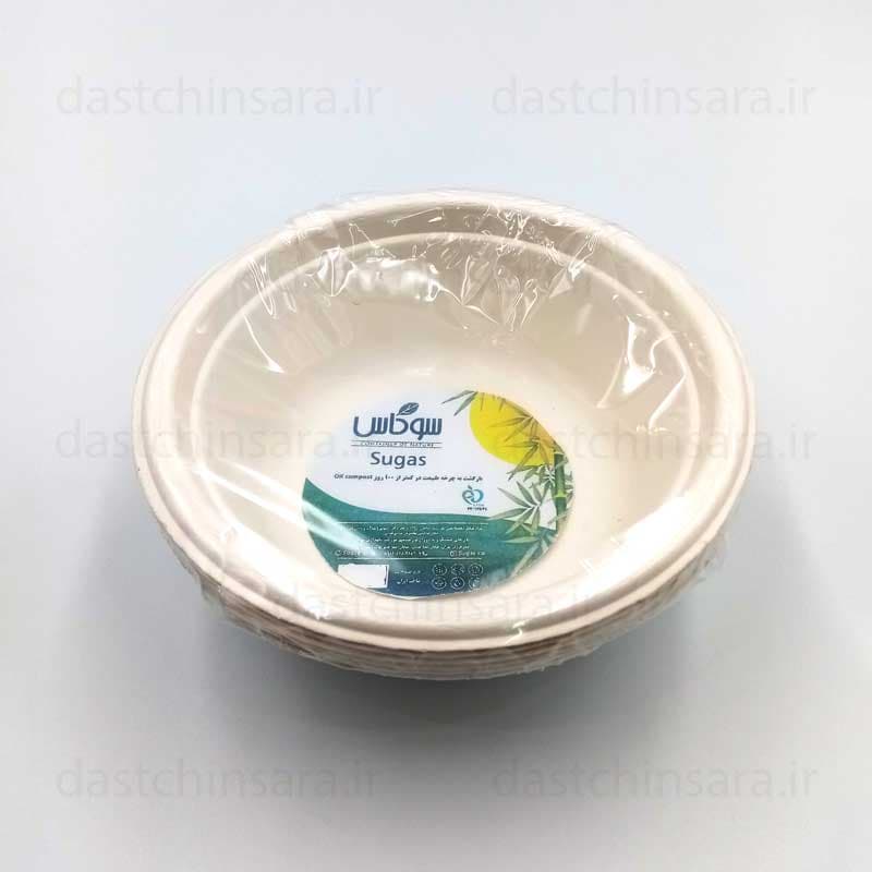کاسه یکبار مصرف گیاهی ۳۵۰ گرم سوگاس بسته 6 عددی