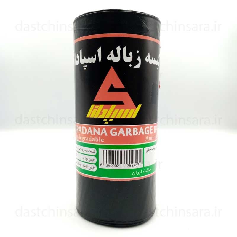 کیسه زباله رولی رنگ مشکی ابعاد 60 در 70 اسپادانا | 25 برگ ضخیم، حدود 500 گرم