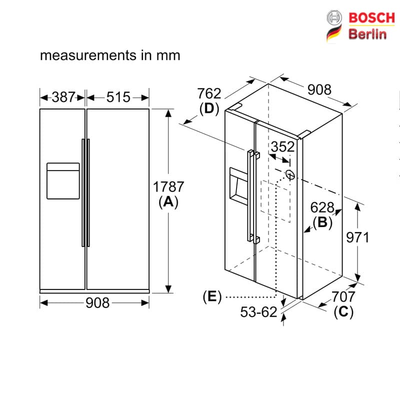 ساید بای ساید بوش مدل BOSCH KAG93AI304 — تصویر ۸