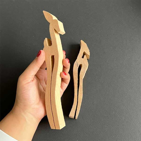 چوب پیکر تراشی دوربری شده مدل غزال مجموعه 2 عددی طول 22 سانتی متر — تصویر ۳