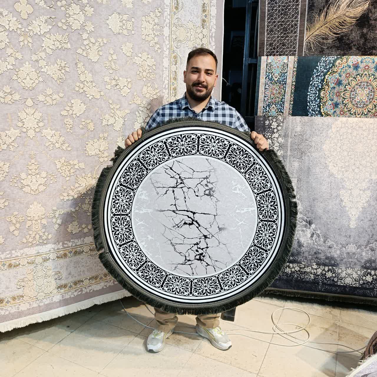 فرشینه گرد مدرن طوسی کد 46 ( مخمل ضد لک )