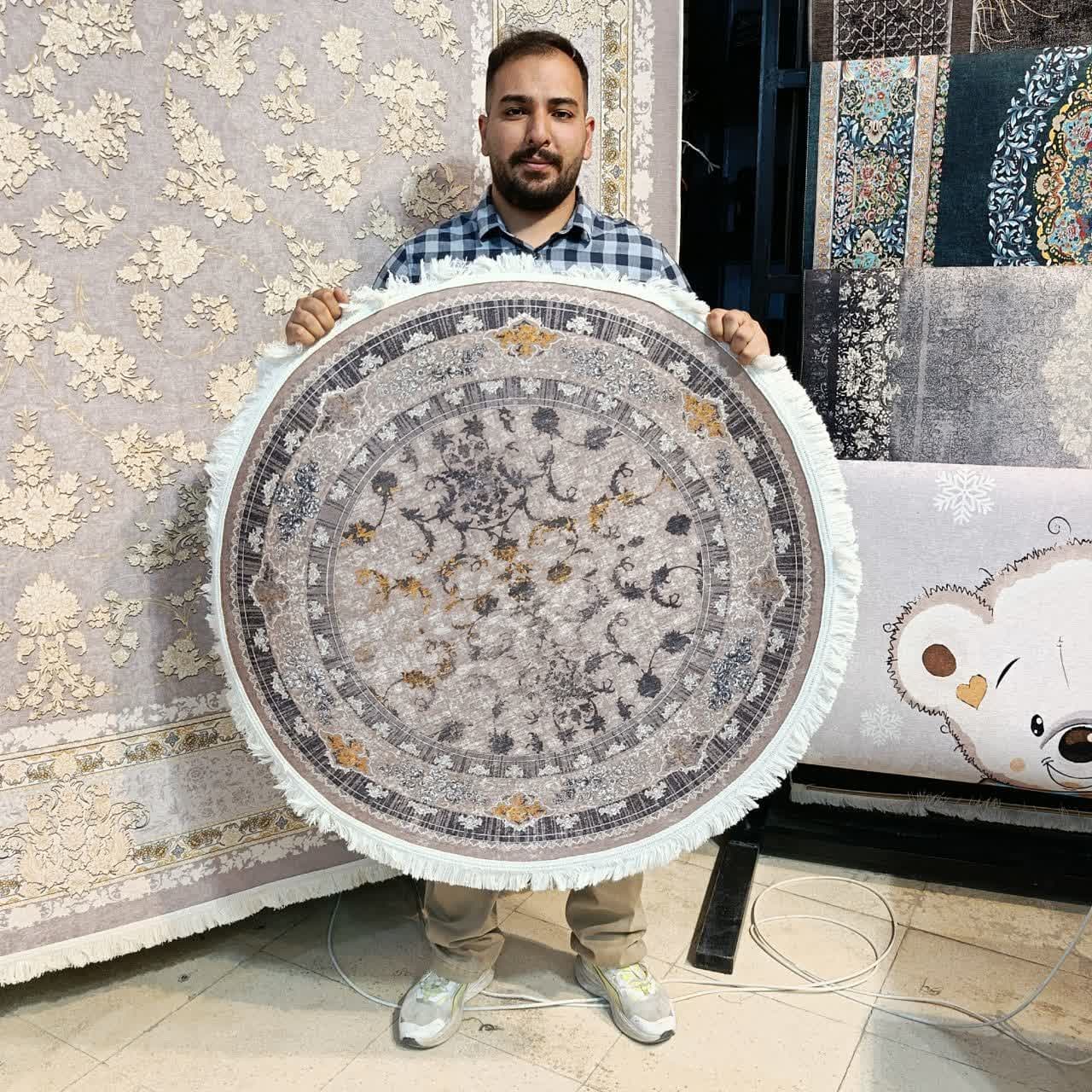 فرشینه گرد نسکافه ای کد 36 ( مخمل ضد لک )