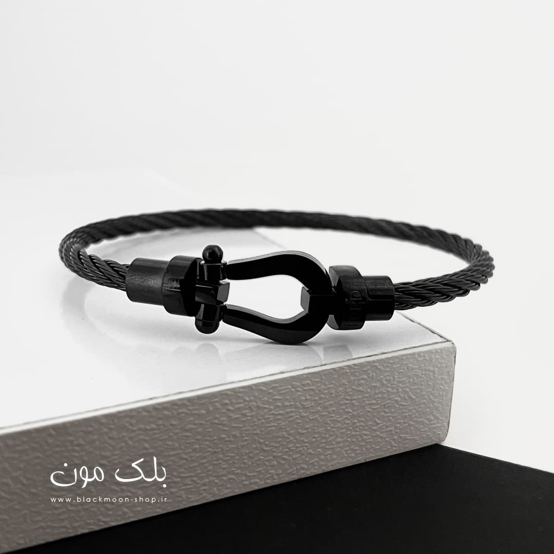 دستبند استیل فرد مشکی مردانه