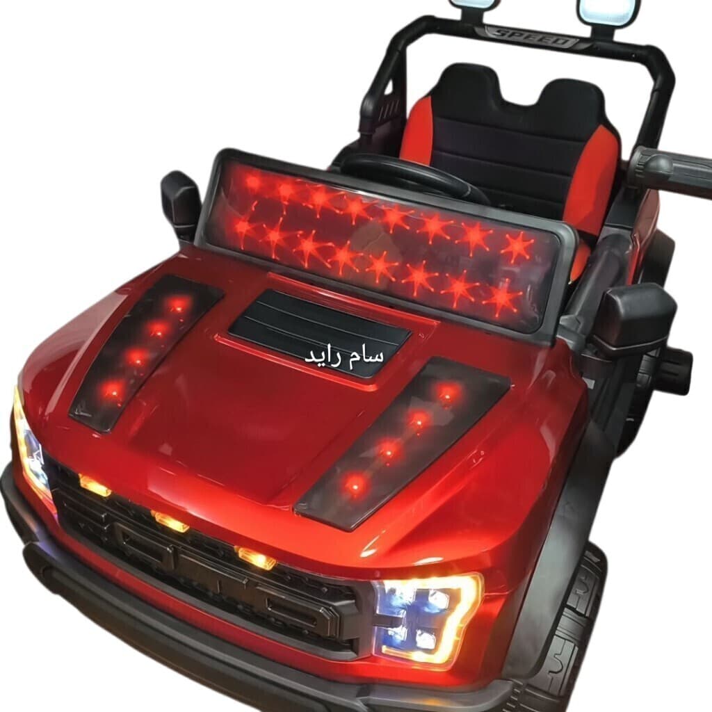 ماشین شارژی آفرود R34 فورد قرمز متالیک چهار موتور دونفره — تصویر ۷