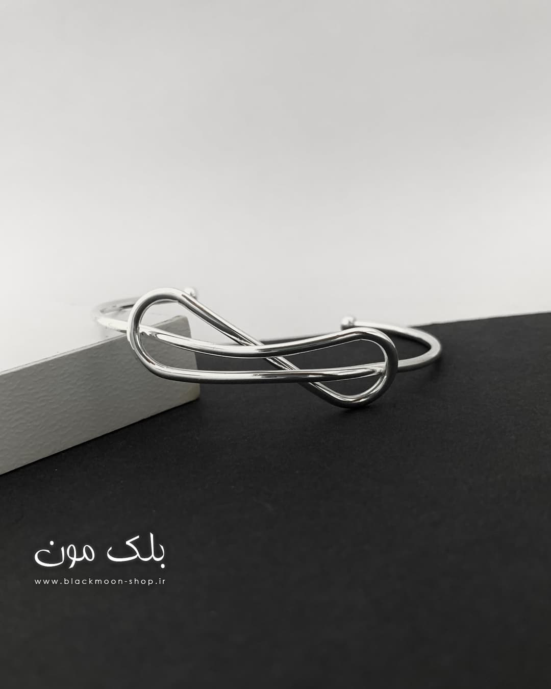 دستبند بنگل گره آبکاری نقره