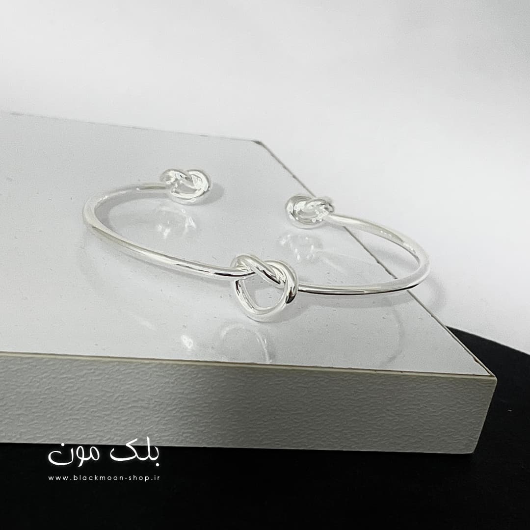 دستبند دخترانه بگل آبکاری نقره گره — تصویر ۲