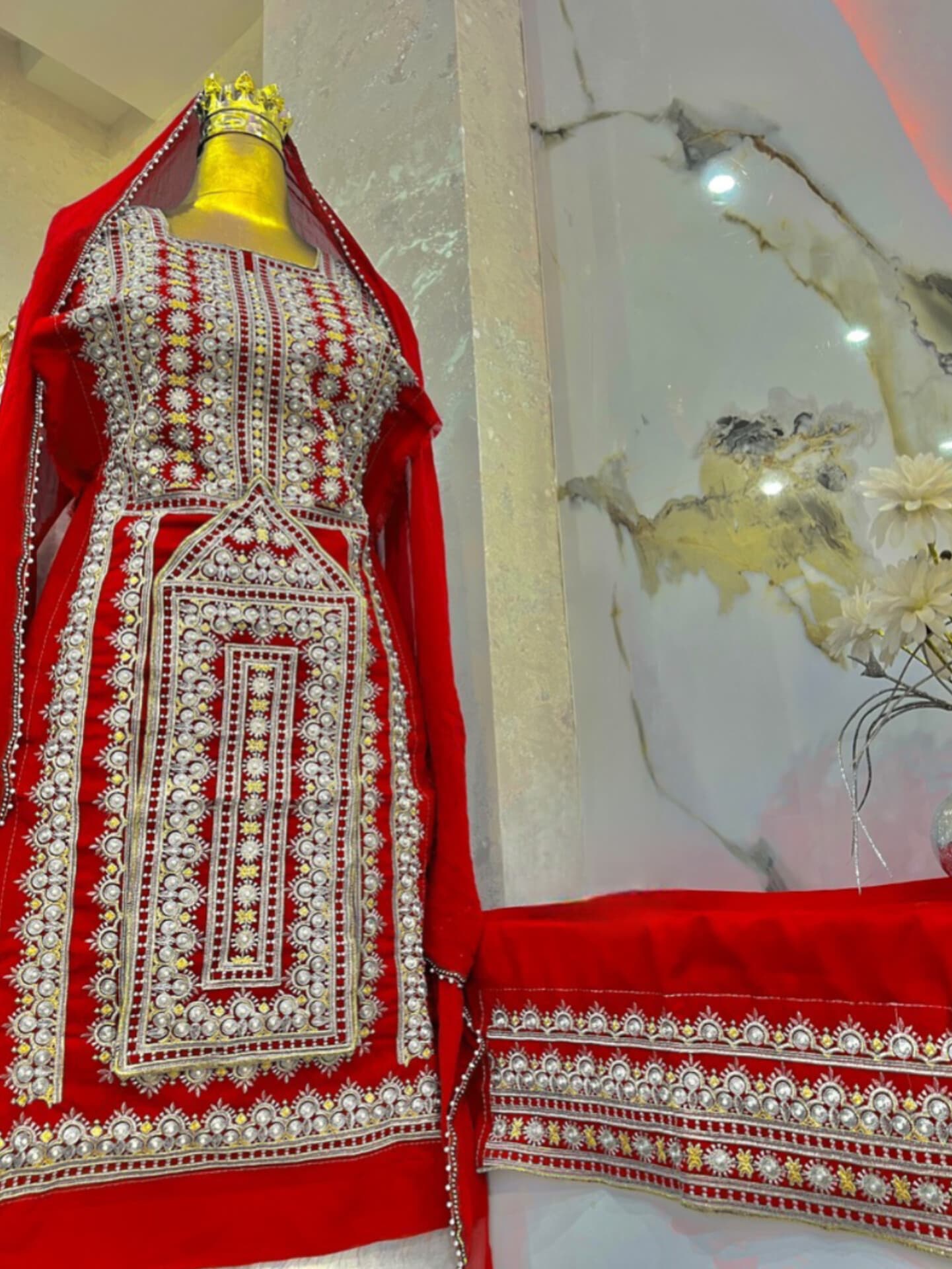 لباس بلوچی پنج وجب مروارید دوزی پیکو جورجت اصل