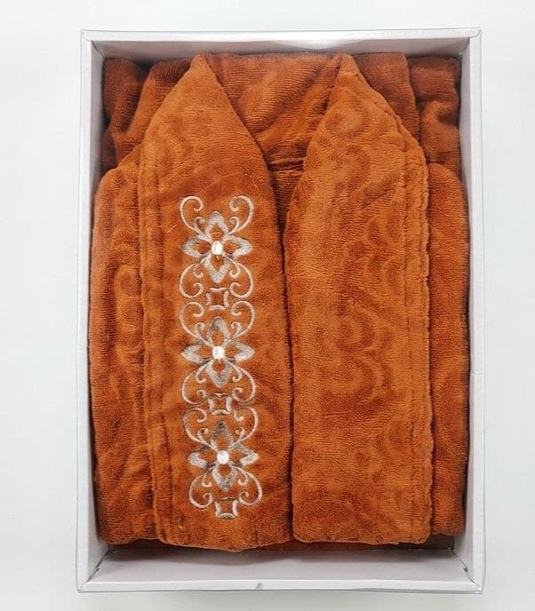 حوله تنپوش چیچکطرحدارسایز 125 (لارج-Large) با گلدوزی یقه
