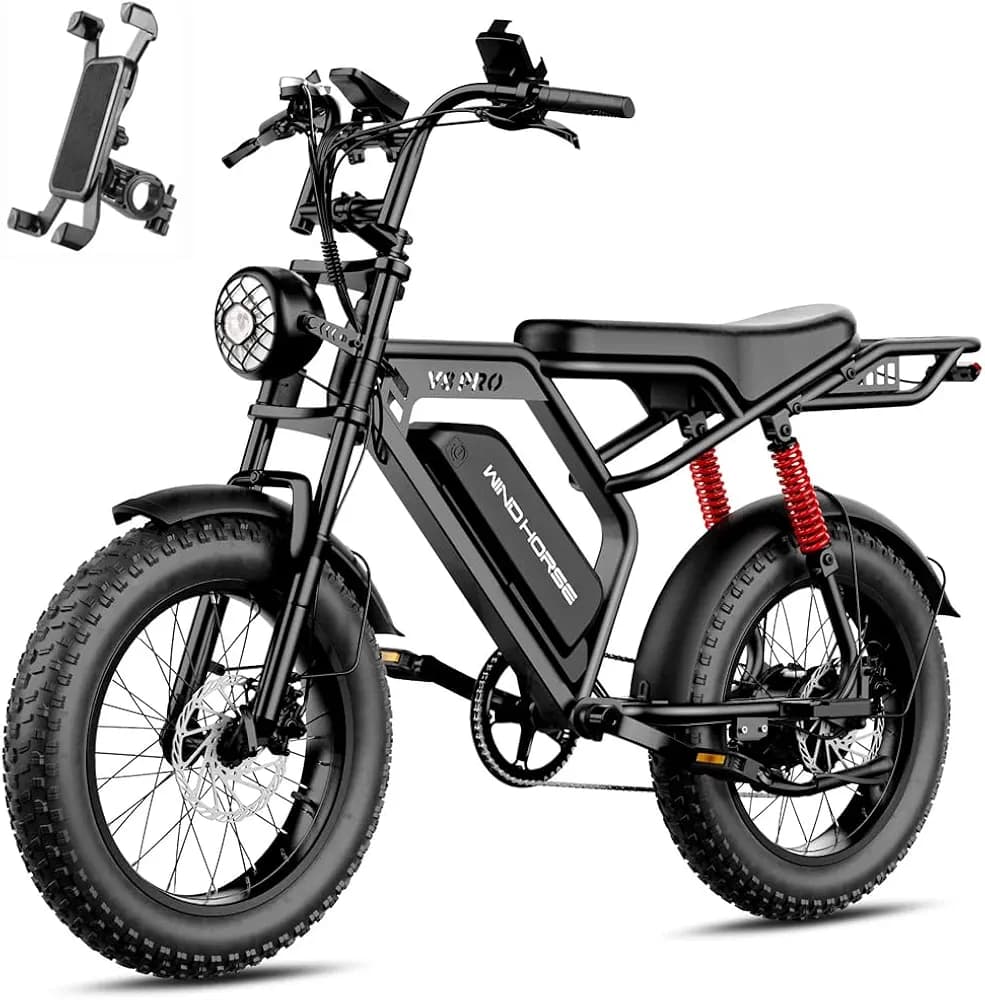 دوچرخه برقی آفرود دنده ای WIND HORSE مدل V8 PRO موتور ۸۰۰ وات (استاندارد انگلیس)