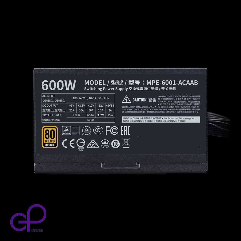 پاور کیس کولرمستر MWE 600 BRONZE – V2 با توان 600 وات — تصویر ۲
