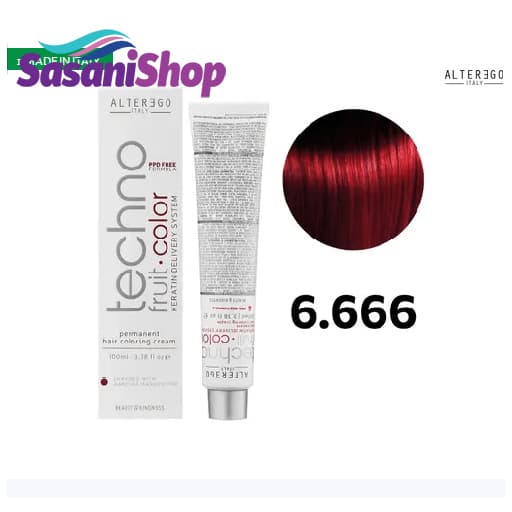 رنگ مو آلترگو (تکنو کالر) بلوند قرمز آتشین اکسترا تیره (6.666) Dark Blonde Extra Intense Red Alterego (Techno Color)