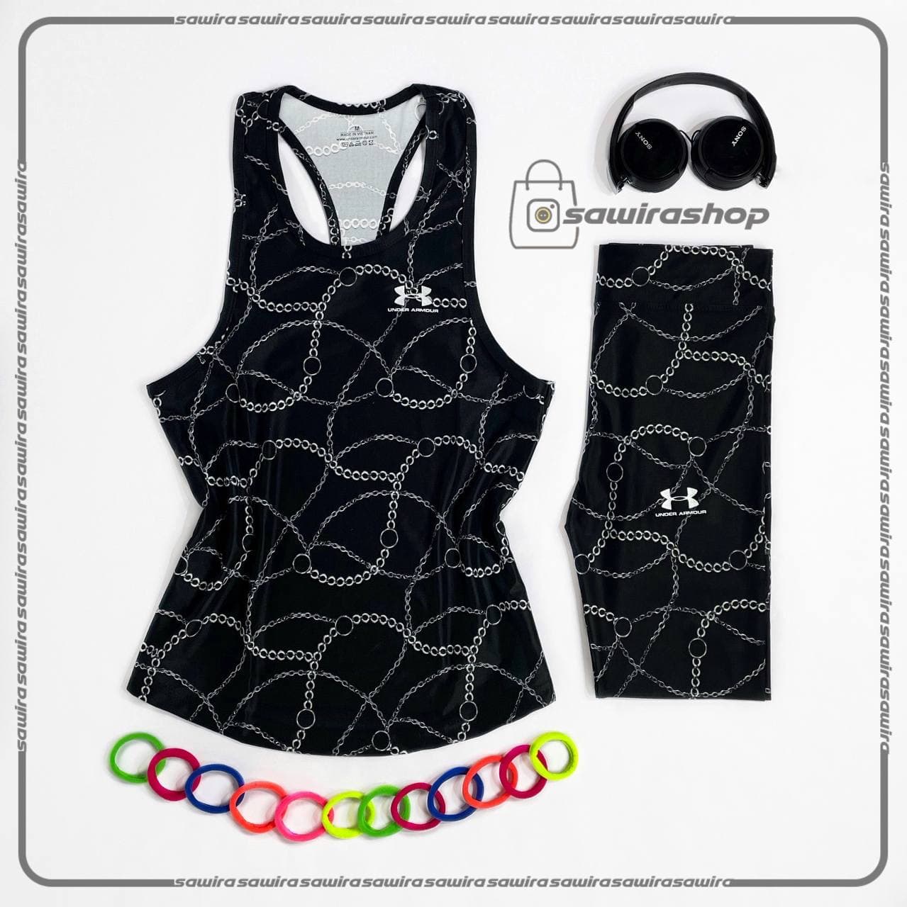 ست تاپ و لگ طرح دار زنانه آندرآرمور (Under Armour) - (کد: 1427)