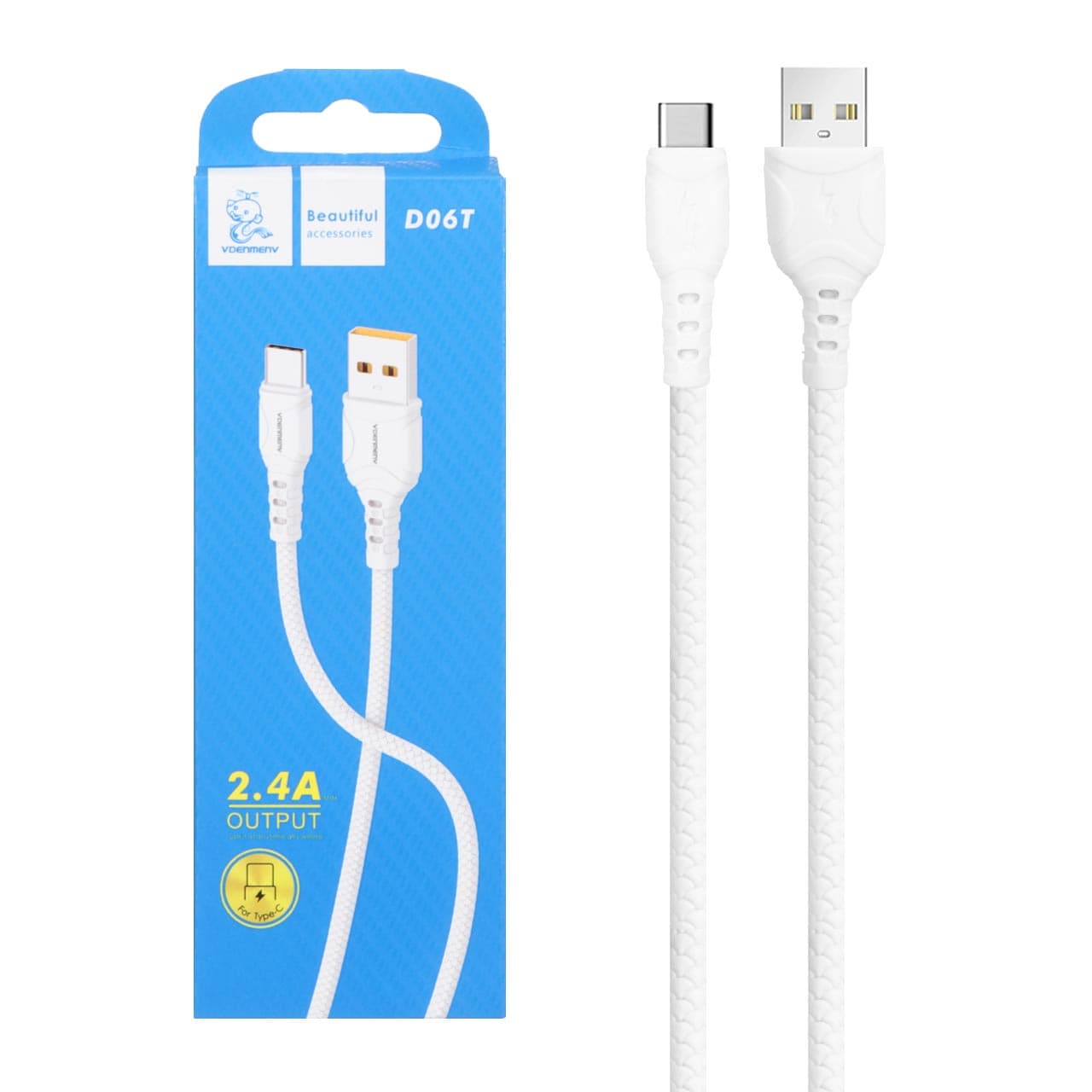 کابل شارژ فست DENMEN Type-C مدل D06T - سفید