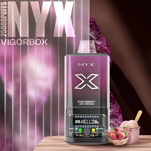 پاد یکبار مصرف 25000 پاف VIGORBOX طعم بستنی توت فرنگی