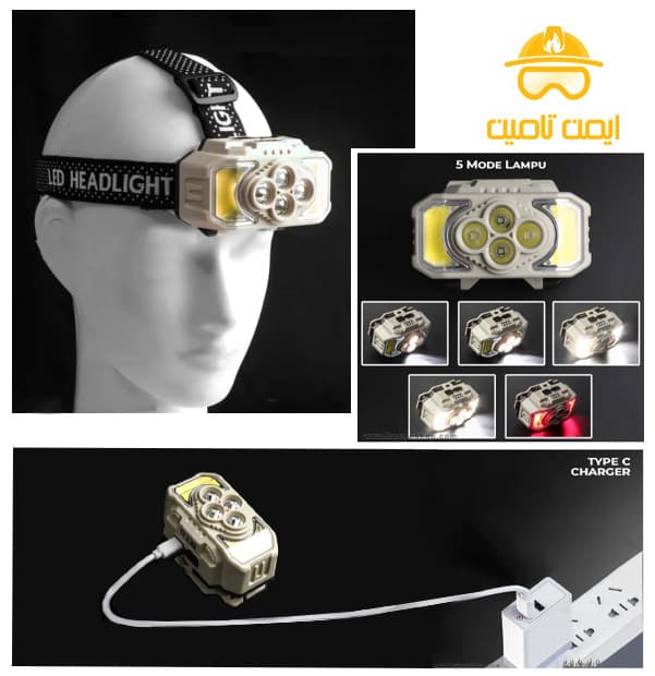 چراغ پیشانی HX-815 COB+4 led — تصویر ۳