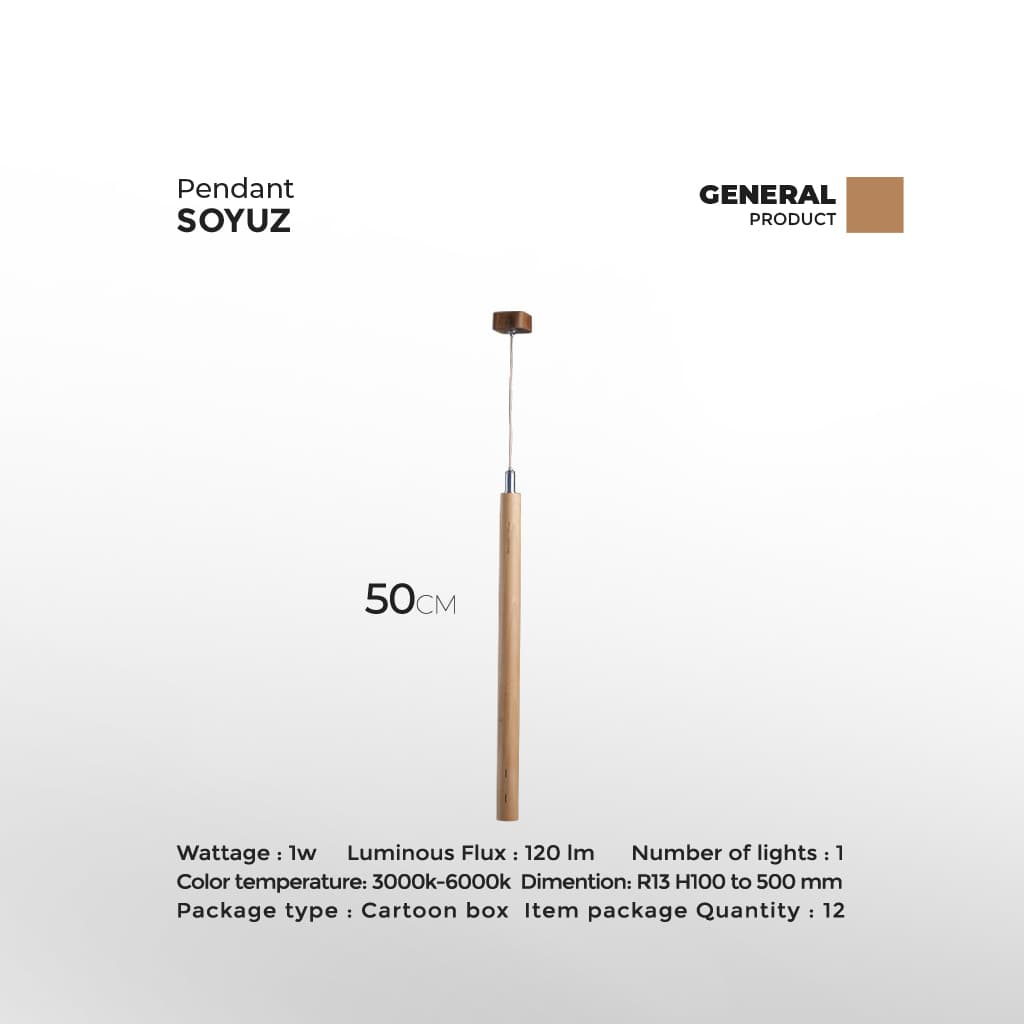چراغ آویز چوبی تکی مدل سایوز – سایز 50 | کد50-1381