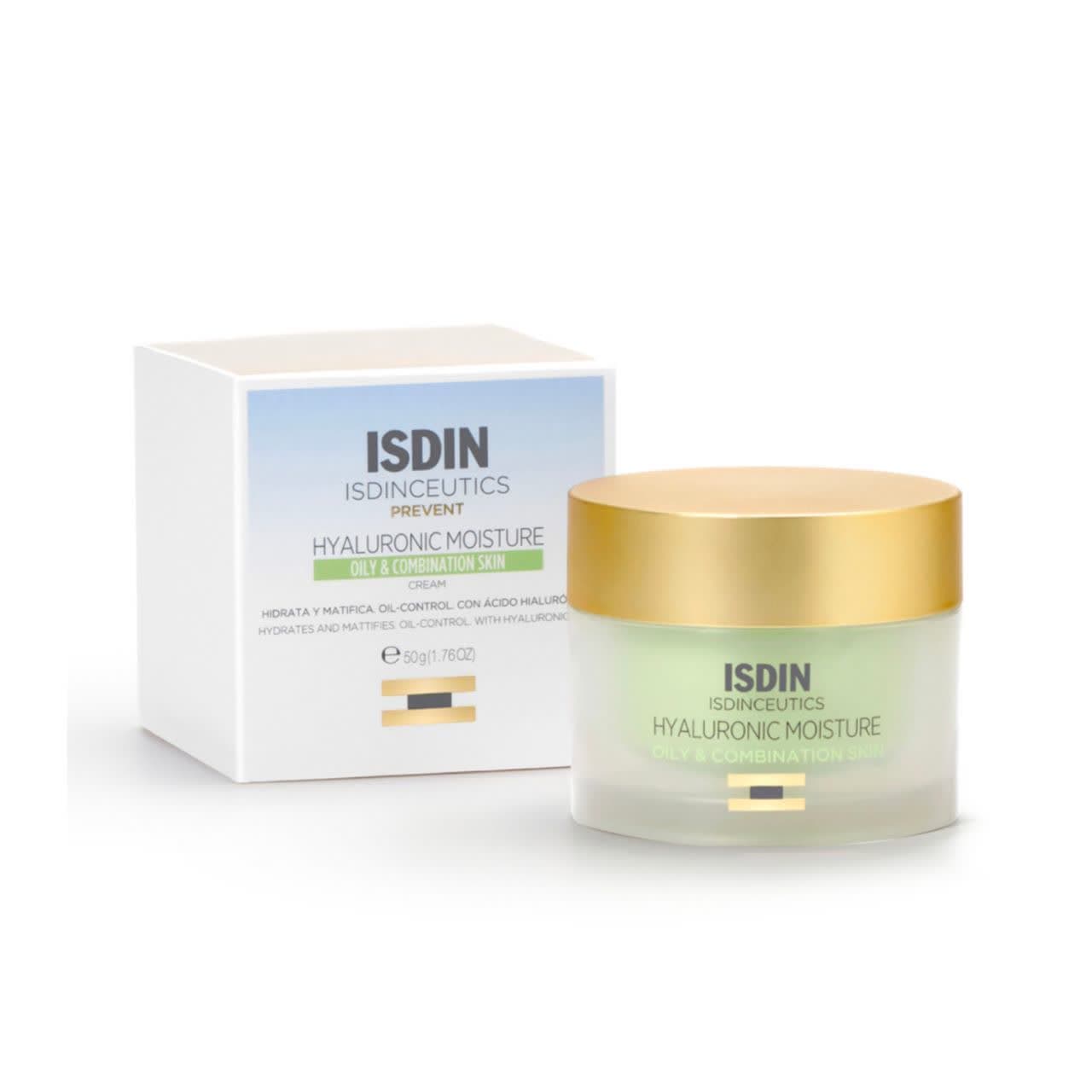 کرم مرطوب‌کننده ایزدین ISDIN Hyaluronic Moisture برای پوست چرب تا مختلط
