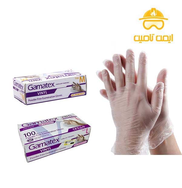 دستکش وینیل 100 عددی (مدیوم و لارج) گاماتکس