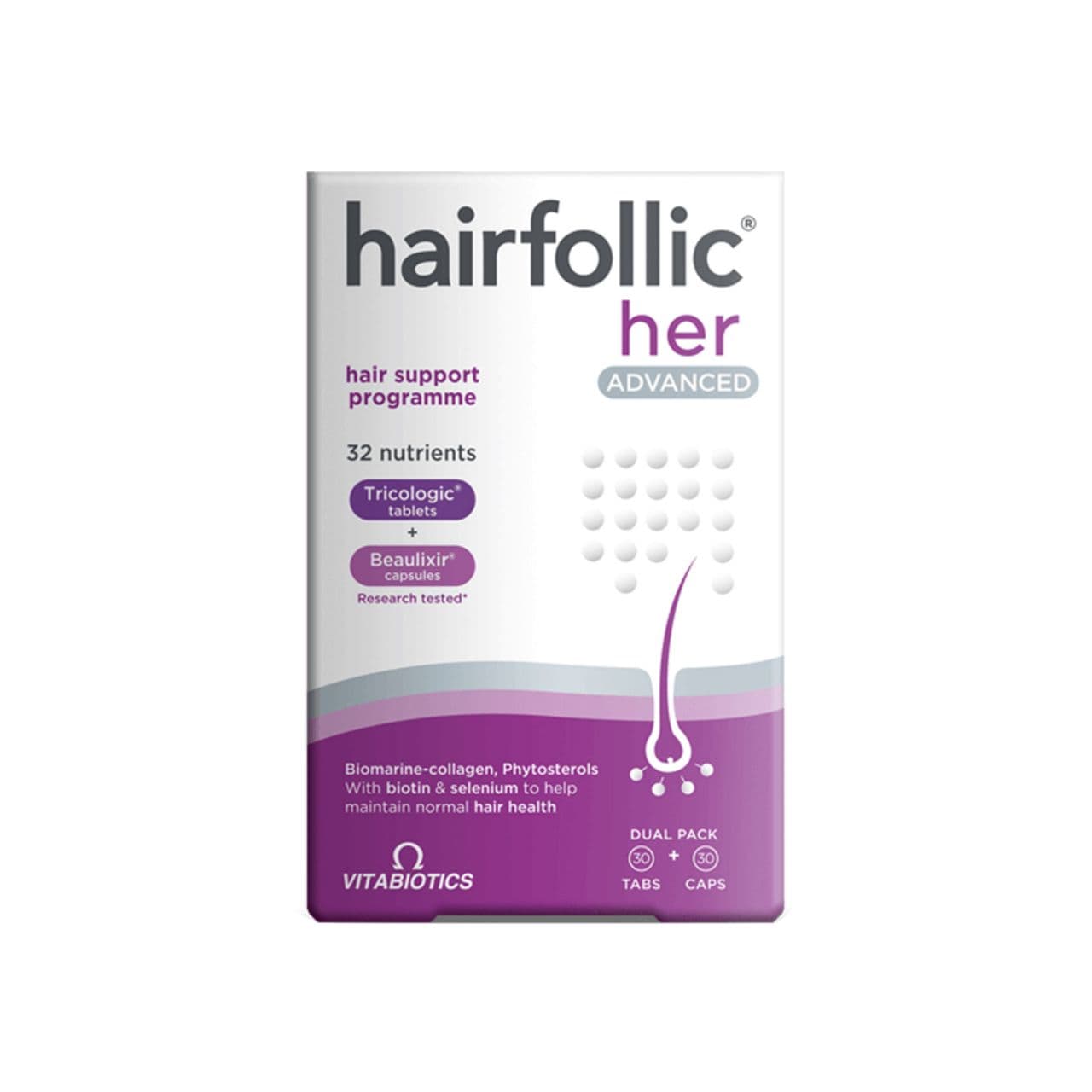 قرص و کپسول هیرفولیک هِر ادونس ویتابیوتیکس | Vitabiotics Hairfollic Her Advanced