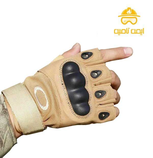 دستکش نیم انگشتی تاکتیکال ضد ضربه مردانه — تصویر ۳