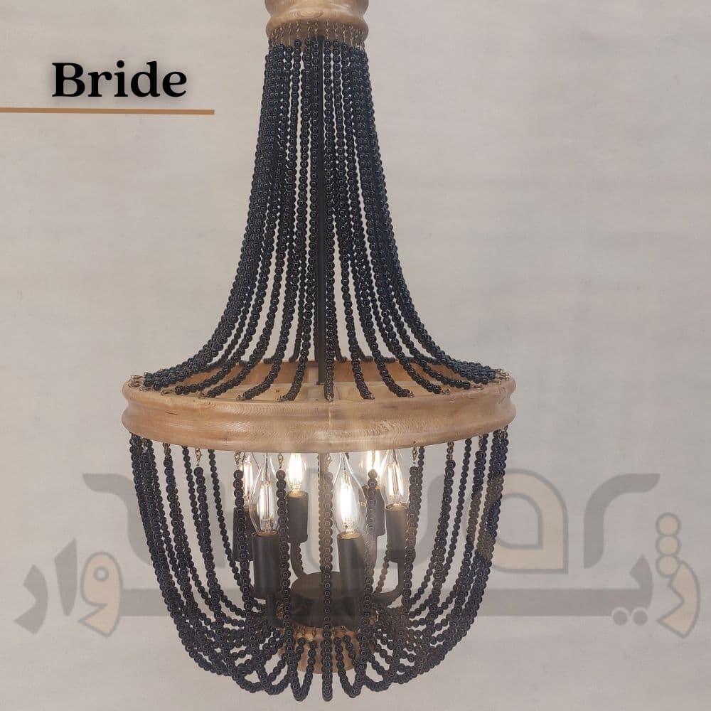لوستر چوبی نئوکلاسیک 6 شعله براید دایره ژیوار
