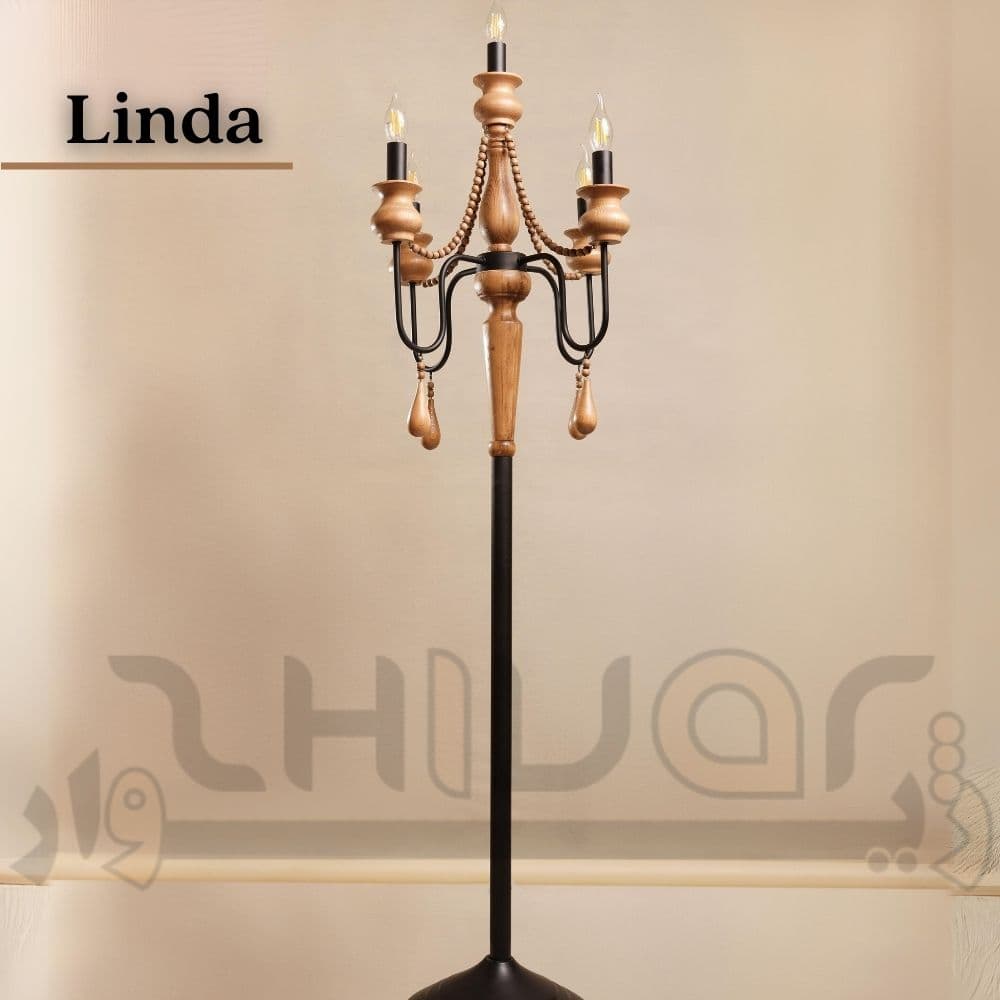 آباژور چوبی ایستاده (کنارسالنی) 5 شعله لیندا ژیوار