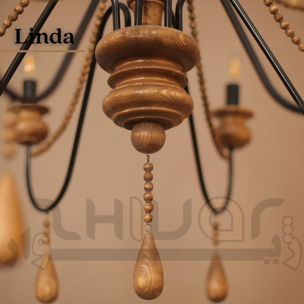 لوستر چوبی نئوکلاسیک 6 شعله لیندا ژیوار — تصویر ۲