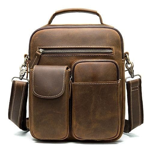 کیف دوشی مردانه چرم طبیعی دست دوز کد NA-492