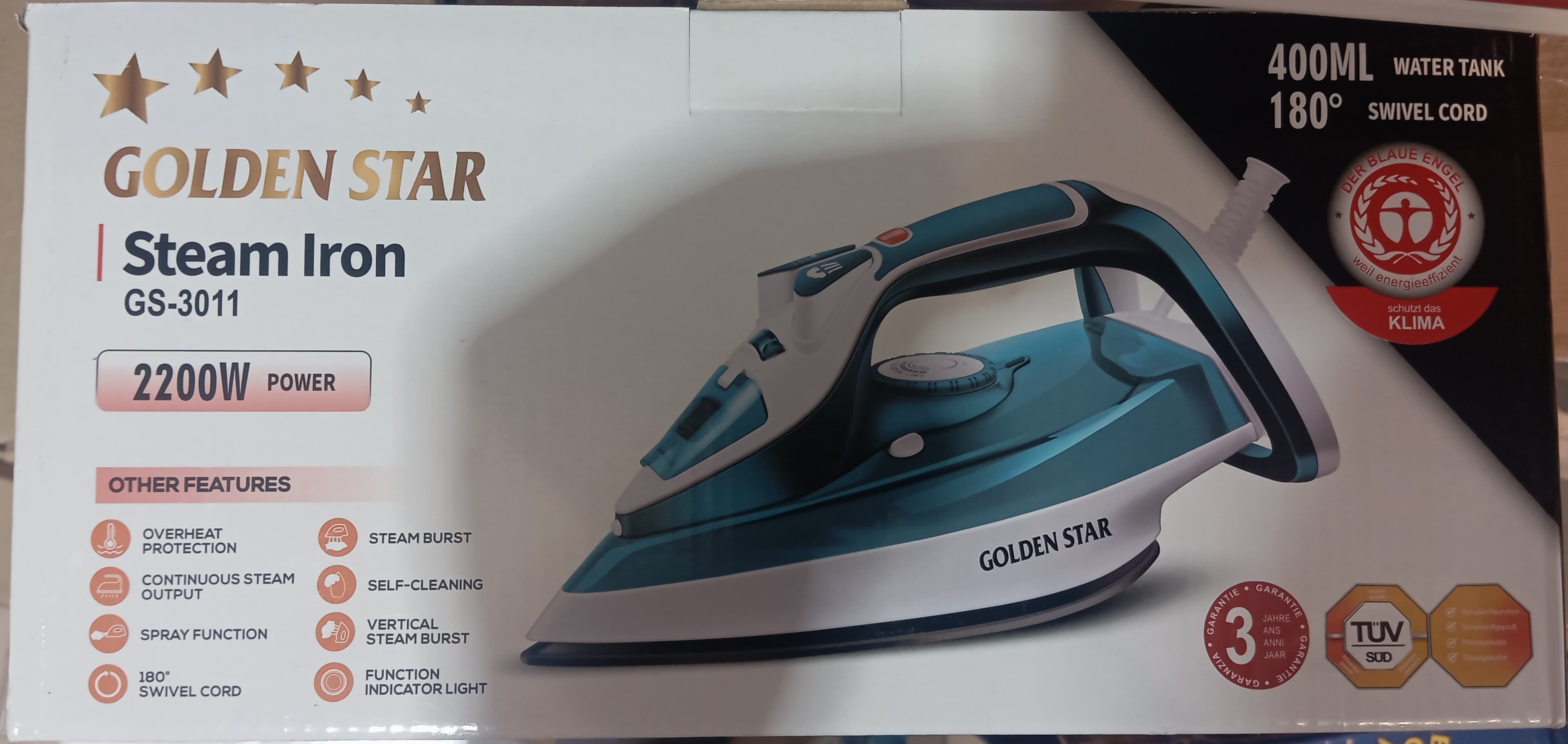 اتو بخار دستی 2200 وات گلدن استار مدل GS-3011