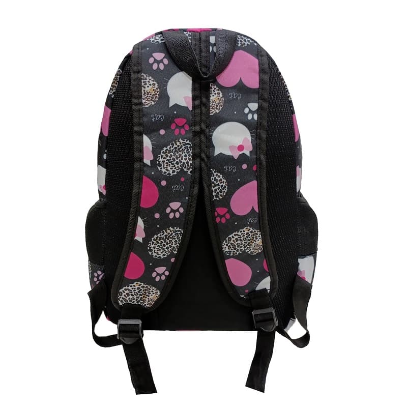 کیف مدرسه دخترانه مدل قلب و گربه heart cat با جامدادی — تصویر ۴