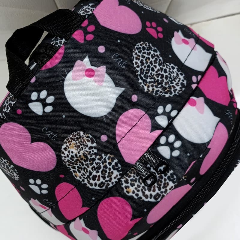 کیف مدرسه دخترانه مدل قلب و گربه heart cat با جامدادی — تصویر ۶