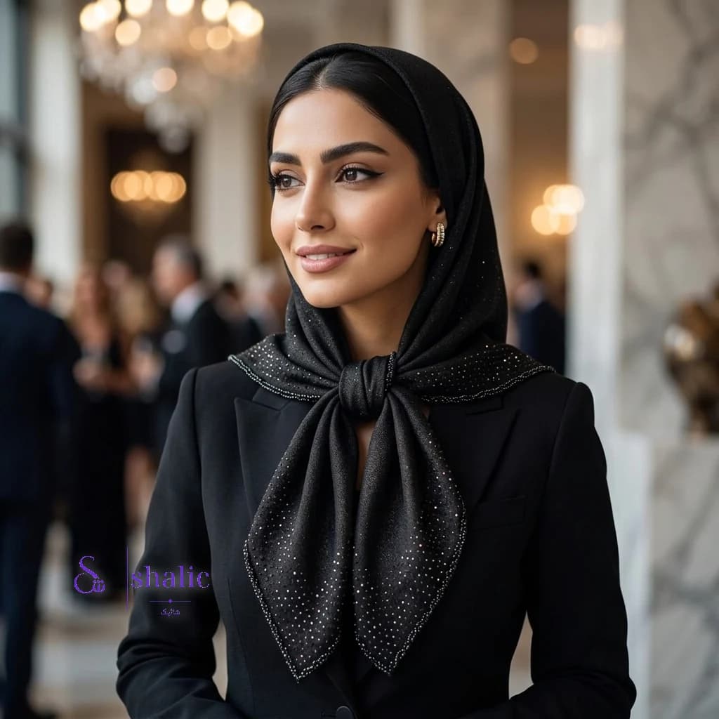 روسری پتینه نگین منجق طرحدار و ساده