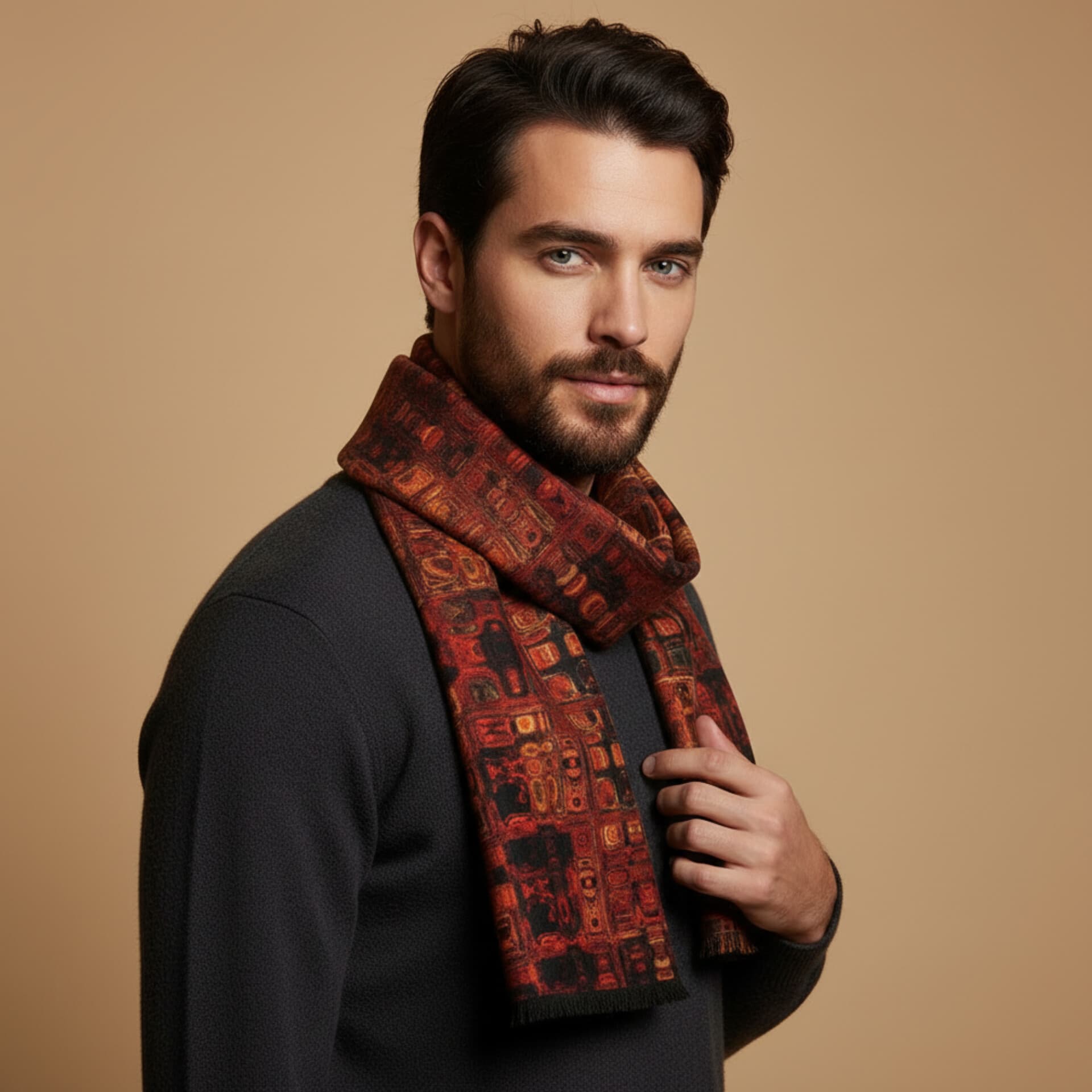 شال گردن مردانه طرح انتزاعی
