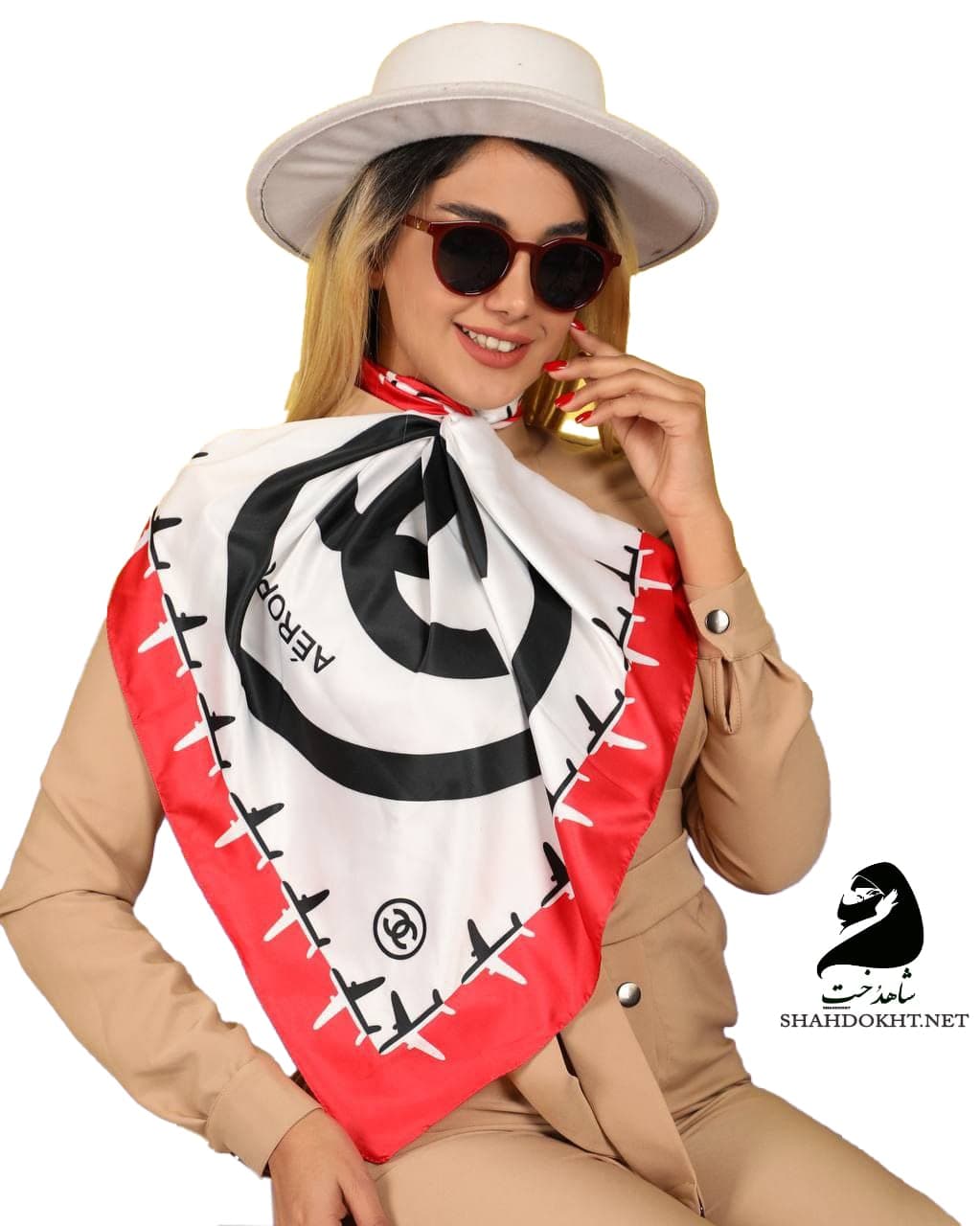 روسری مینی ابریشمی شاهدخت طرح شنل SH-miniscarfCHNL — تصویر ۲