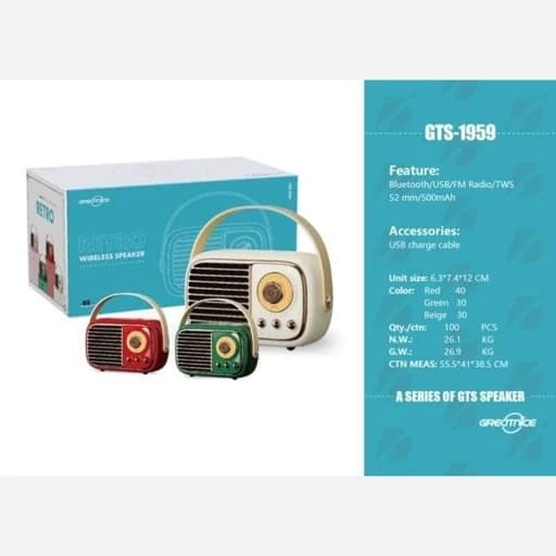اسپیکر بلوتوثی قابل حمل طرح رادیو مدل GTS-1959