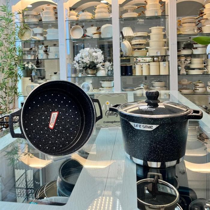 بخارپز و قابلمه دوکاره لایف اسمایل مدل FLCMSS-22-BLACK
