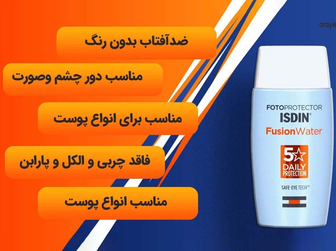 ضد آفتاب بی رنگ ایزدین مدل فیوژن واتر | صددرصد اورجینال — تصویر ۲