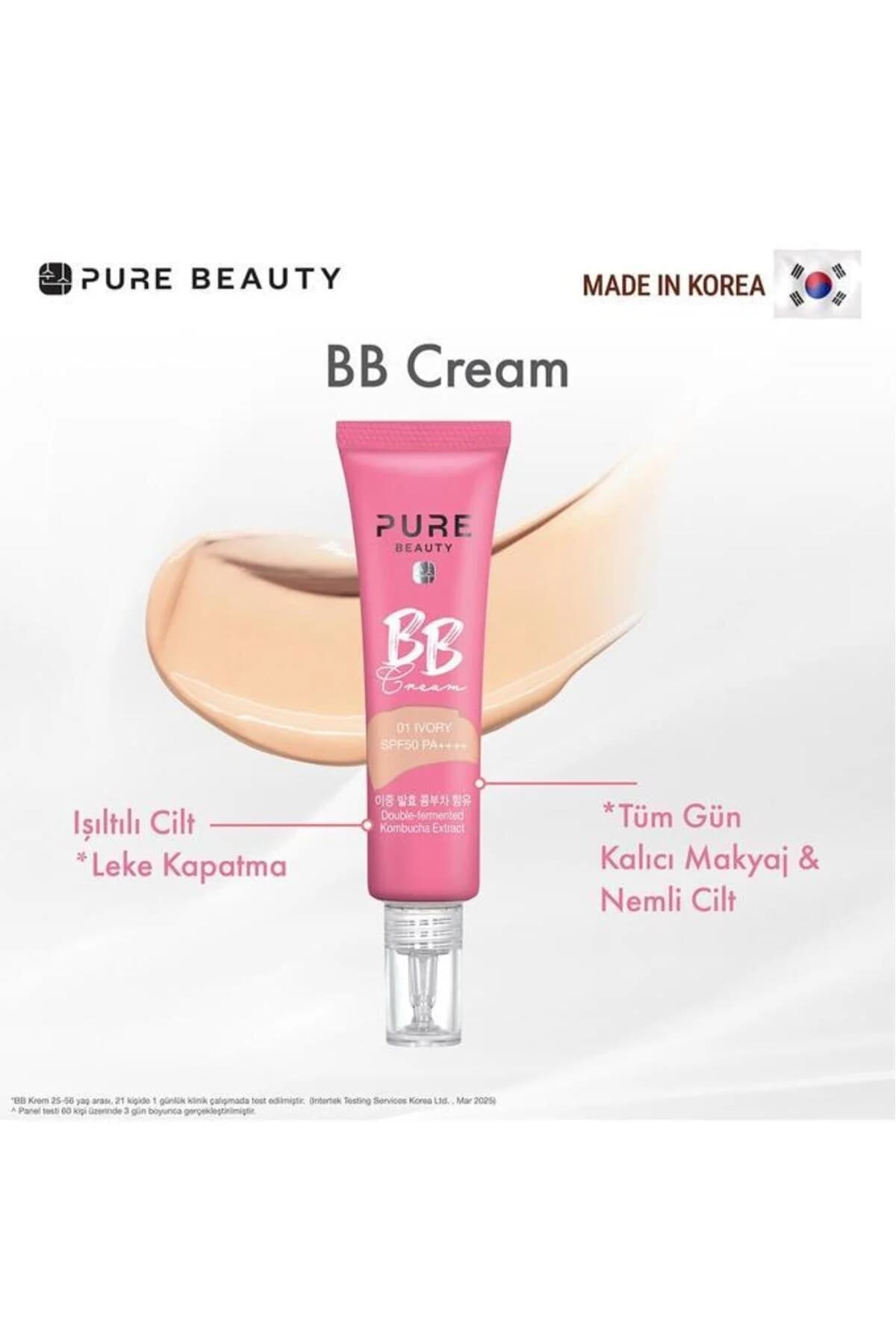 کرم بیبی پیور بیوتی PURE BEAUTY مدل 1001، SPF50 PA++++، رنگ عاجی (بژ)، ۳۰ میلیلیتر — تصویر ۴