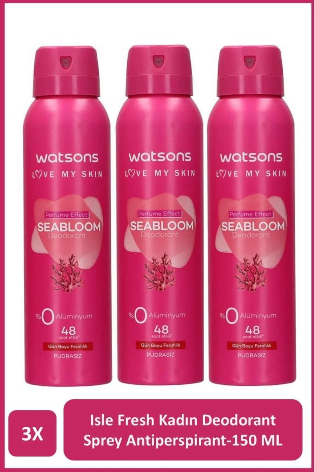 دئودورانت اسپری زنانه واتسونز Watsons Seabloom، فاقد پودر، بسته ۳ عددی ۱۵۰ میلی‌لیتری