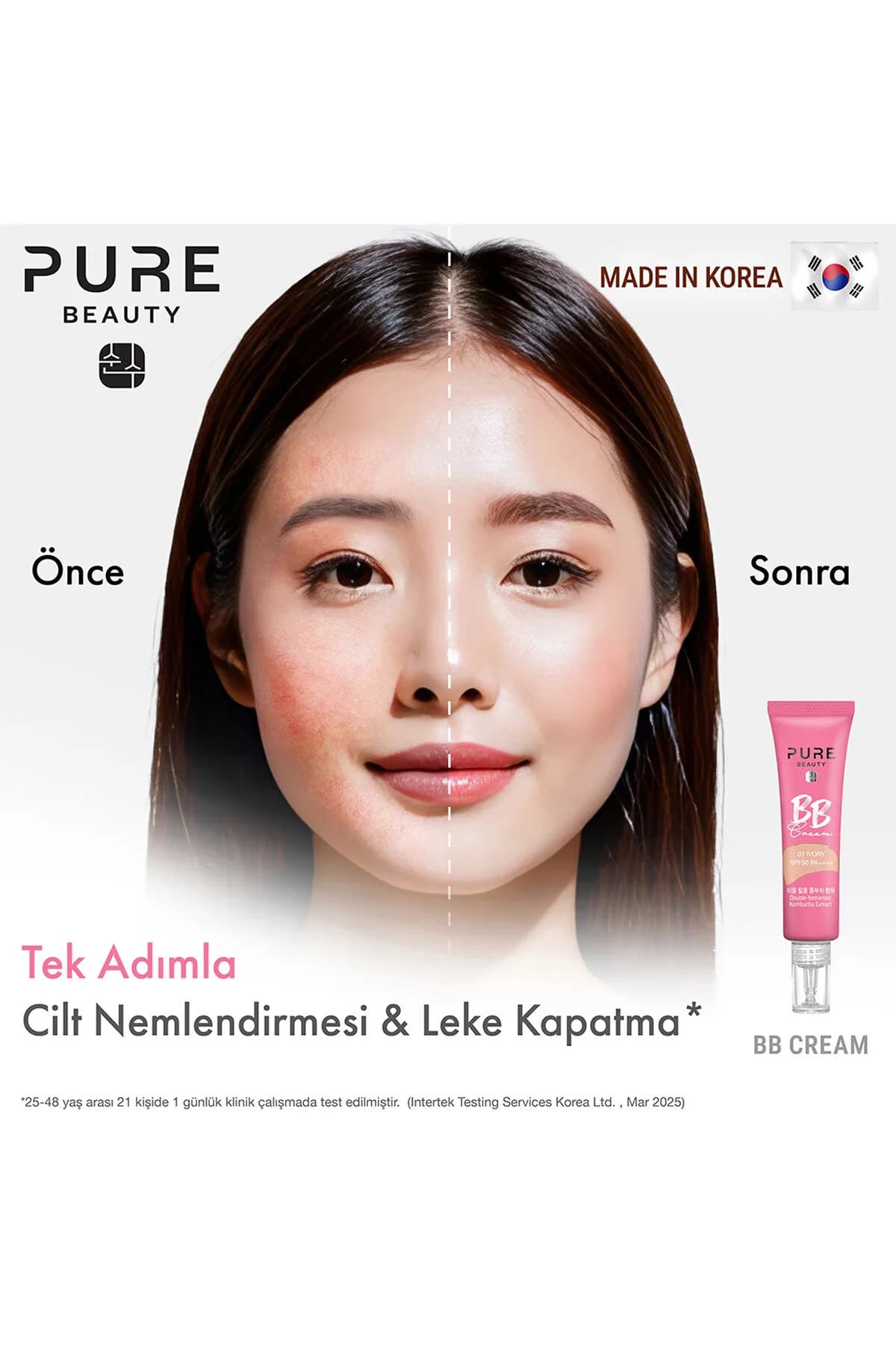 کرم بی‌بی پیور بیوتی PURE BEAUTY SPF50 PA++++ رنگ طبیعی، ۳۰ میلی‌لیتر بژ — تصویر ۳