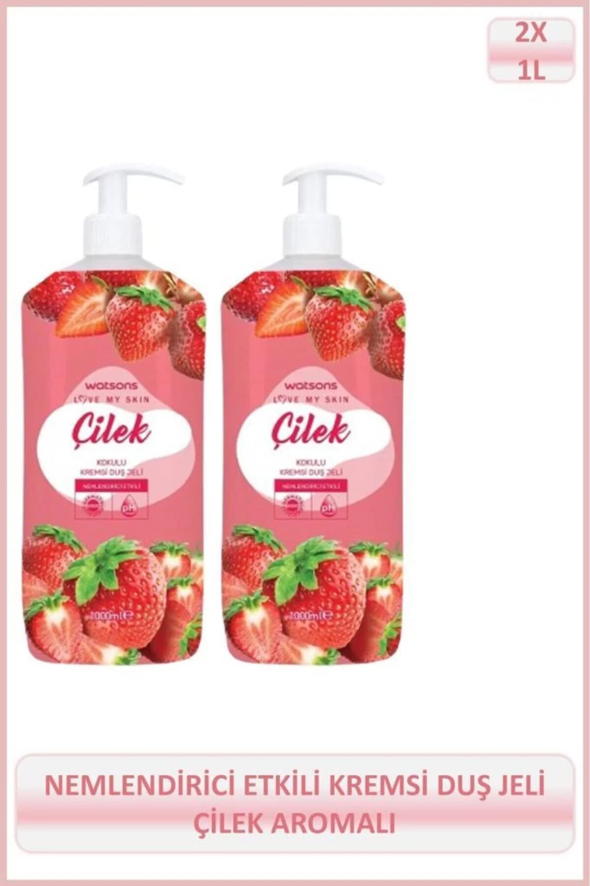 ژل دوش کرمی با رایحه توتفرنگی واتسونز Watsons، بسته ۲ عددی ۱ لیتری یونیسکس 1000 Ml