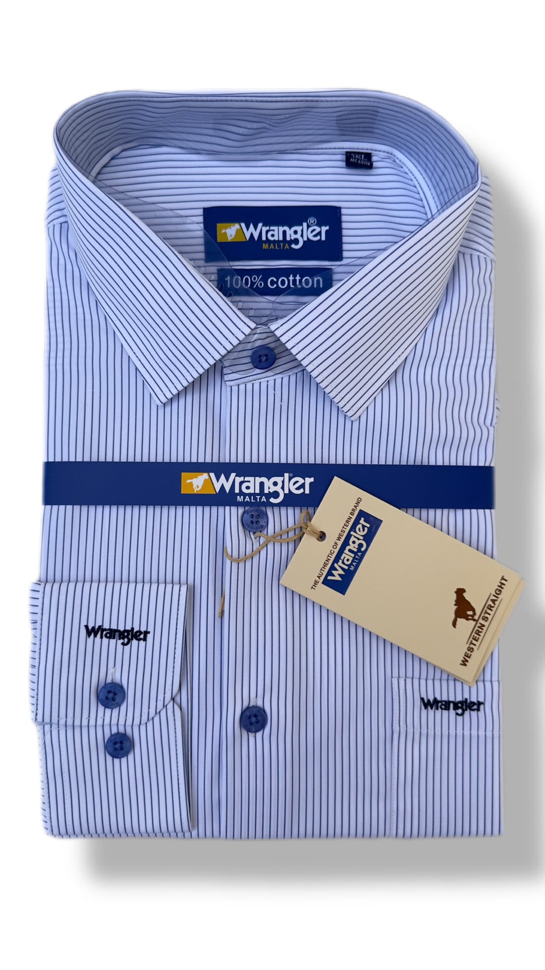 پیراهن مردانه Wrangler Malta راهراه آستین بلند 100% پنبه