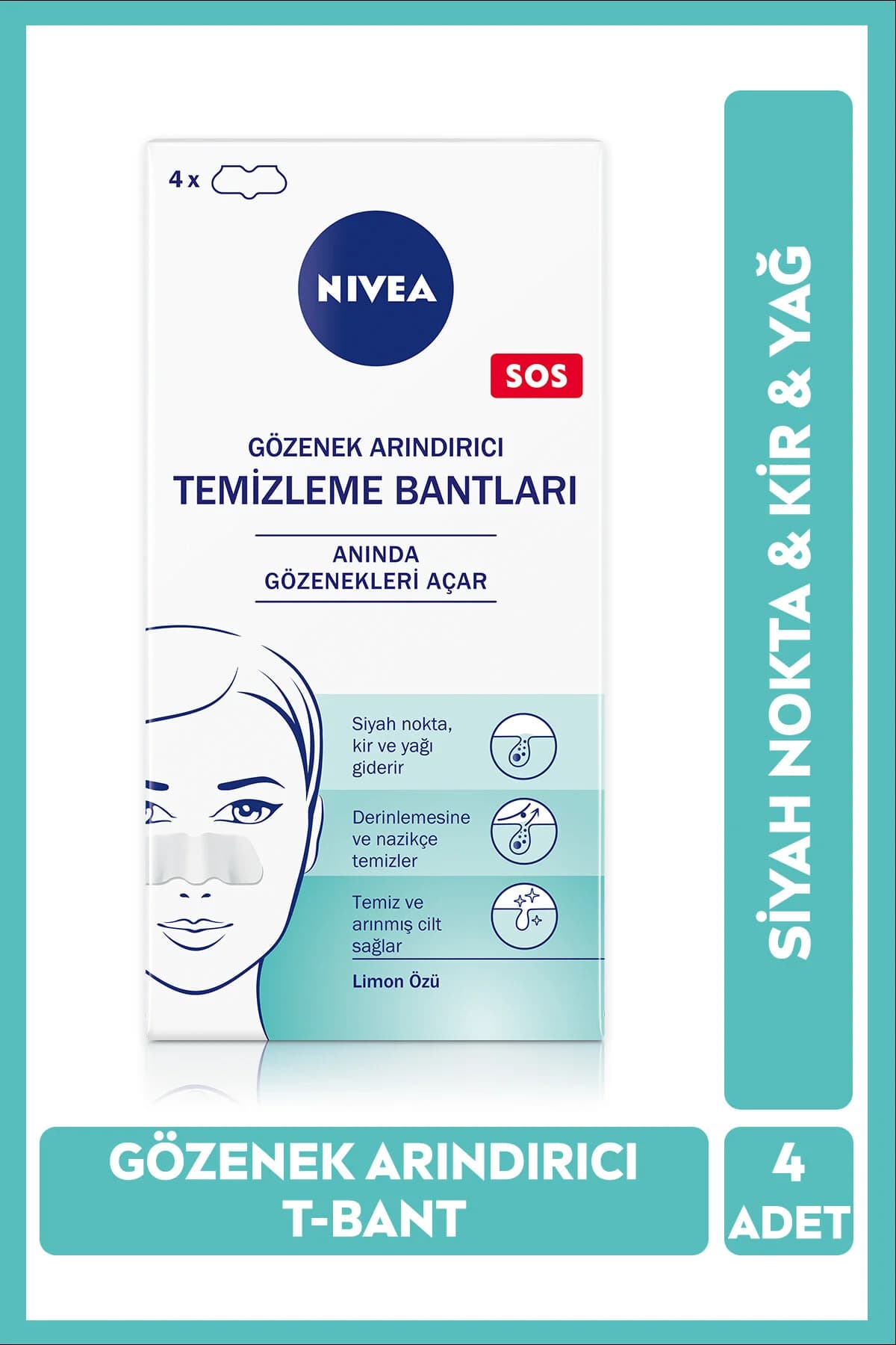 نوار بینی پاک‌کننده جوش سرسیاه و منافذ نیوآ NIVEA مدل 6151، بسته ۴ عددی