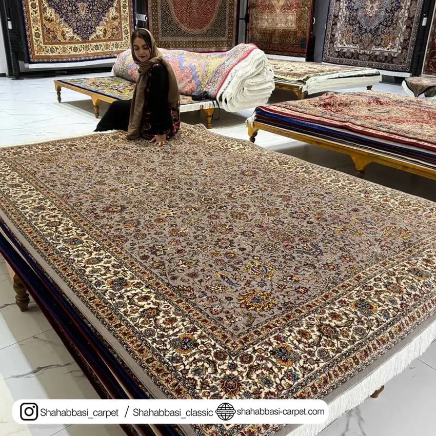 فرش ابریشم کد 91 طوسی