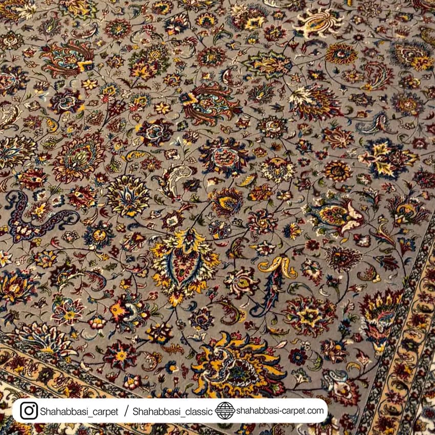 فرش ابریشم کد 91 طوسی — تصویر ۳