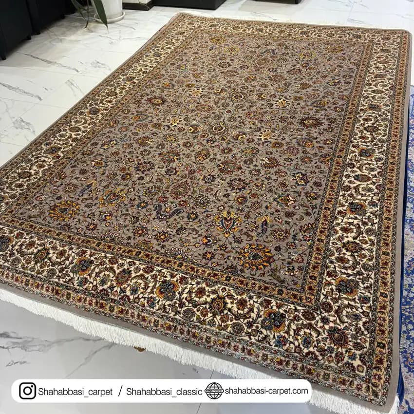 فرش ابریشم کد 91 طوسی — تصویر ۲