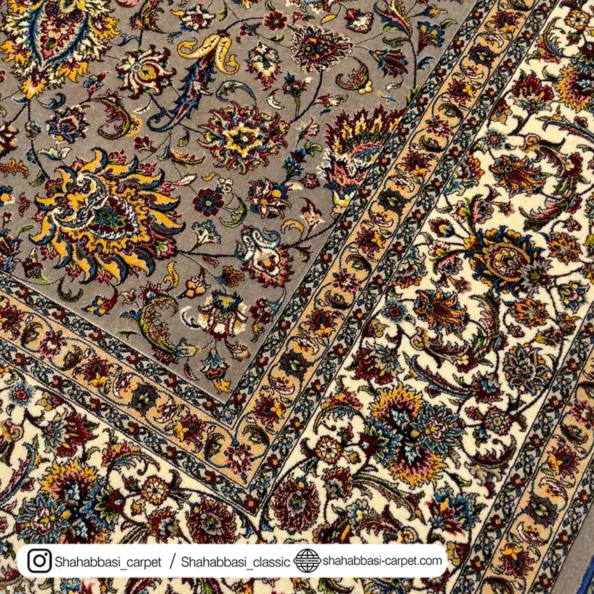 فرش ابریشم کد 91 طوسی — تصویر ۵