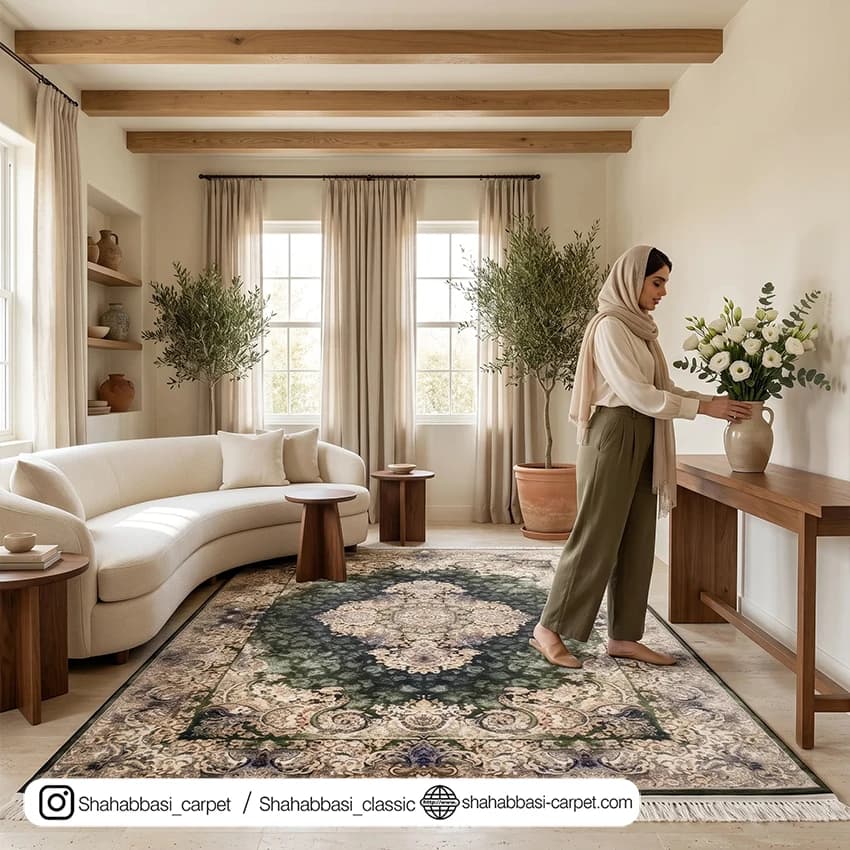 فرش ماشینی ونوس کد 1200165 سبز