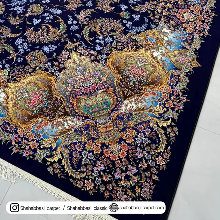 فرش ماشینی آفرینش کد 1500218 سرمه ای — تصویر ۴